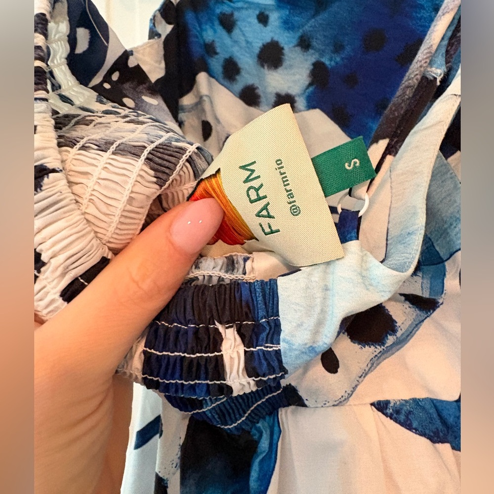 FARM Rio Blue and White Sea print Maxi Dress - Picture 3 of 3